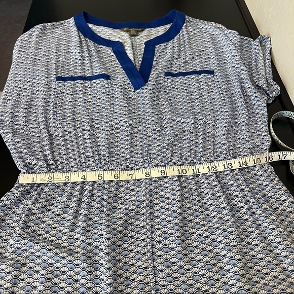 Tommy Bahama Fan Festival split neck dress shell print blue lightweight sz M - Picture 8 of 11